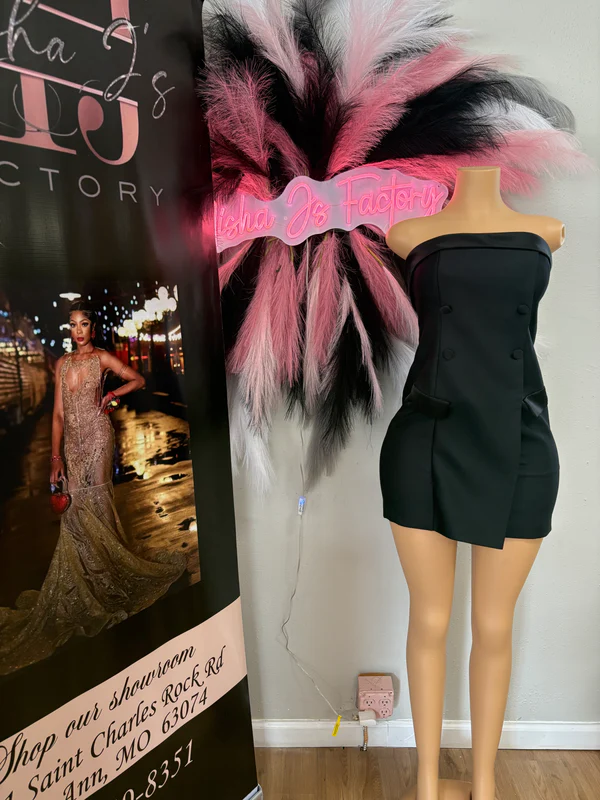 Dalilah Black Double Breast Mini Pencil Dress