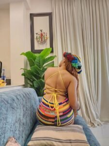 Handmade Crochet Rainbow Dress Set