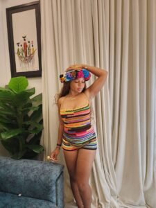 Sunset Bloom Crochet Romper Set