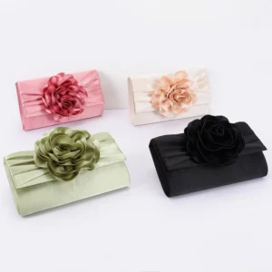 Satin Flower Party Clutch