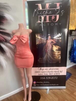 Satin Bow Detail Strapless Mini Dress