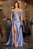 Off The Shoulder Satin Fitted Gown