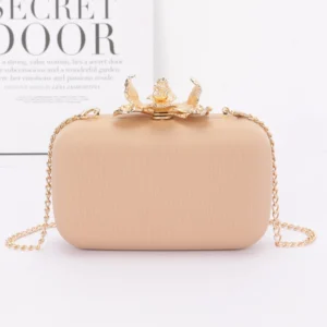 Big Metal Flower Satin Case Bag