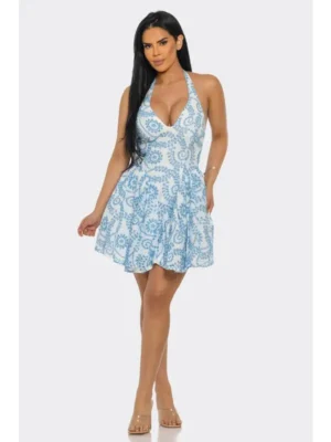 Embroidery Eyelet Mini Dress
